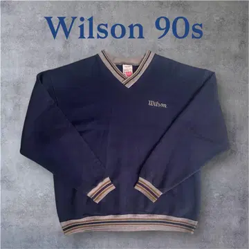 레어 Wilson 윌슨 90s 네이비 V넥 맨투맨