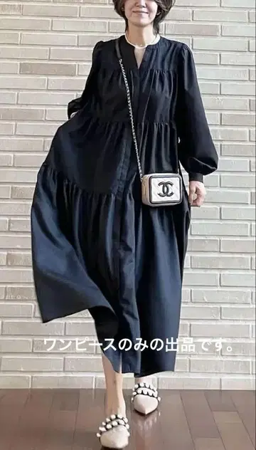 enklar 티어드 롱 원피스 네이비 셔츠 원피스 긴팔