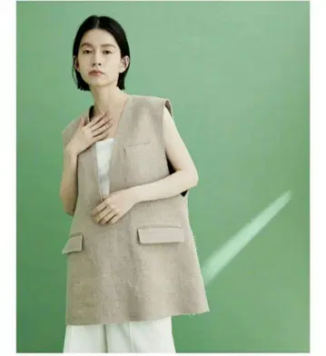 [거의 새 상품] ADAM ET ROPE' 캔버스 린넨 베스트 베이지