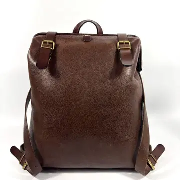 레어 새상품급 헤르츠 럭스 백팩 가마구치 가죽 A4 수납 가능 브라운