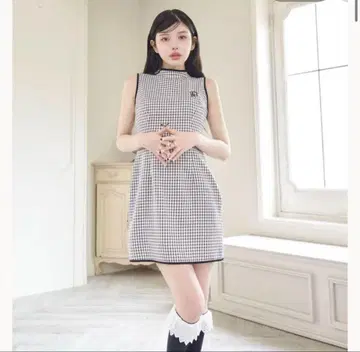 다리치 Darich Free L 허리 오픈 체크 미니 원피스