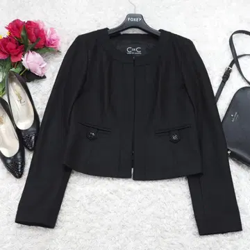 G9568*쿠 드 샹스 포멀 노카라 자켓 블랙 38