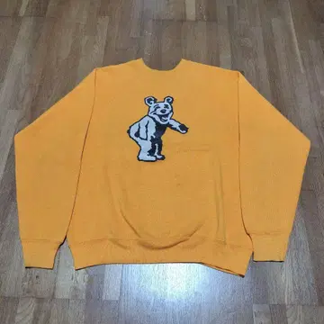 TUL TEX 곰 프린트 맨투맨 M 빈티지 머스타드