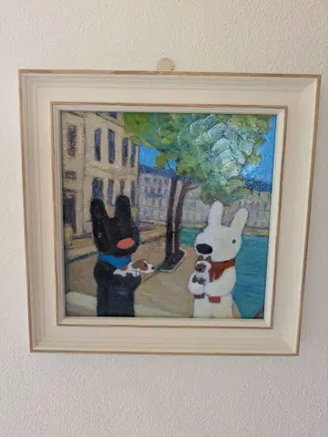 블랙 개와 화이트 토끼의 액자 회화