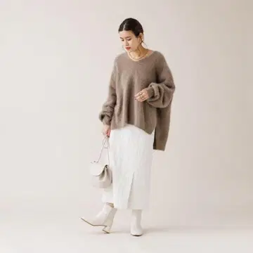 RougeVifLaCle 부클레 자카드 타이트 스커트 36 화이트