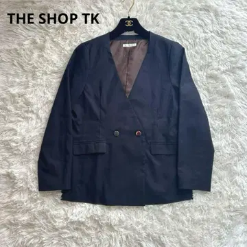 THE SHOP TK 노카라 자켓 네이비 골드 버튼 M 사이즈