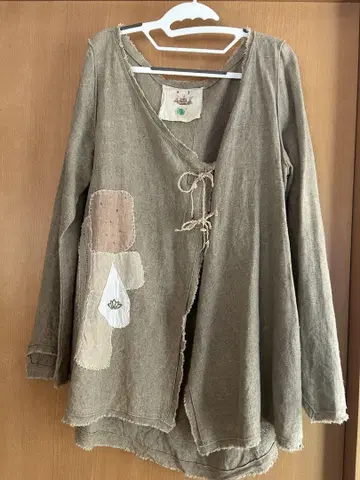린넨 노카라 A라인 자켓 패치워크