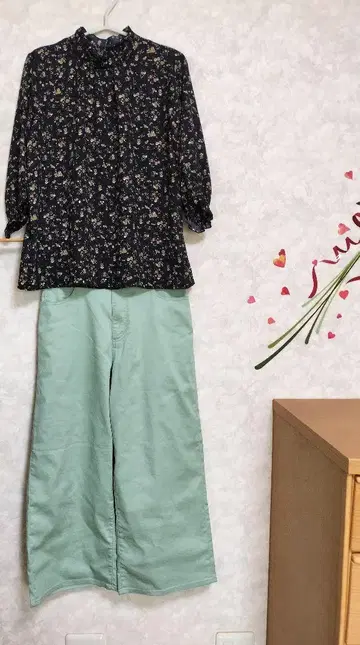 와이드 팬츠 블라우스 세트 아즈 노우 아즈 종합 L 상의 팬츠