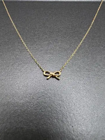 ete 리본 목걸이 핑크 골드 K10