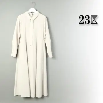 705 새상품 23구 트리아세 더블 조젯 탈부착 카라 보타이 원피스 38