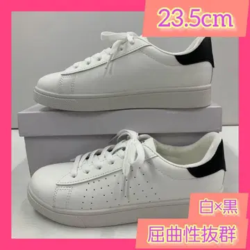 23.5cm 새상품 여성용 스니커즈 경량 인조 가죽 신발 화이트 블랙