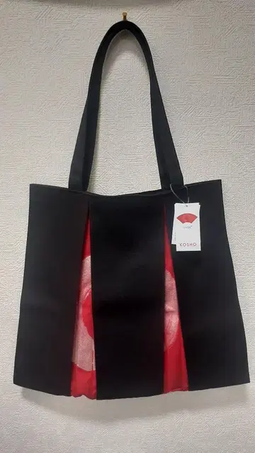 교토 KOSHO ougi 캔버스 토트백 블랙/레드 미사용 새상품