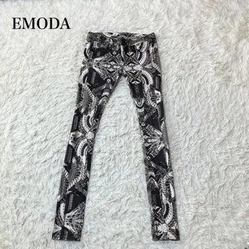EMODA 스트레치 스키니 팬츠 올 패턴 슬림 레그 개성적인 모드 워셔블
