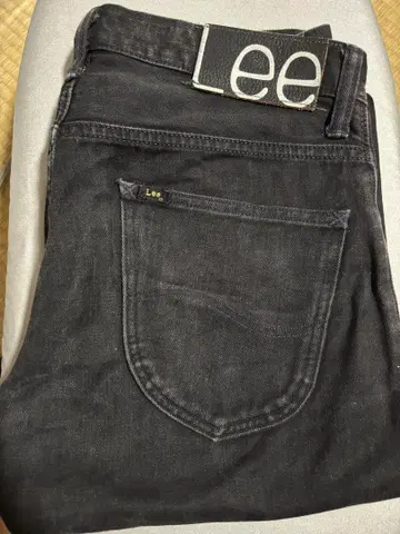 Lee 101 블랙 스트레이트 데님 화이트 셀비지