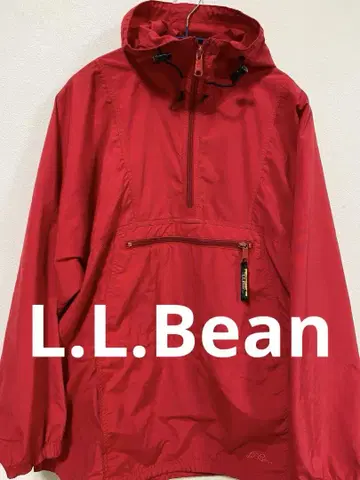 L.L.Bean 아노락 후드티 하프 지퍼 레드 나일론 L~XL