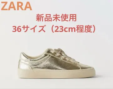 ZARA 골드 메탈릭 리본 스니커즈 36