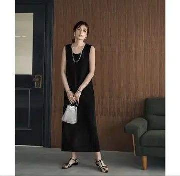 STYLE DELI 소우바리 짜임 탱크 원피스 B 블랙