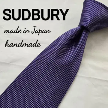 새상품급 SUDBURY 보라색 퍼플 무지 넥타이 일본제 핸드메이드