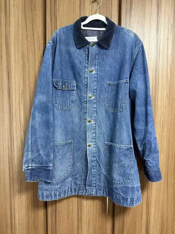 시어스 빈티지 70s 데님 커버올 XL 코듀로이 옷깃