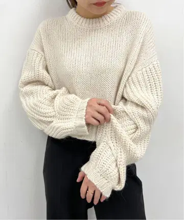 유바이 스픽 앤 스팬 울 믹스 니트 아이보리 화이트