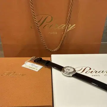 Poiray 손목시계 쿼츠 화이트 다이얼 블랙 가죽