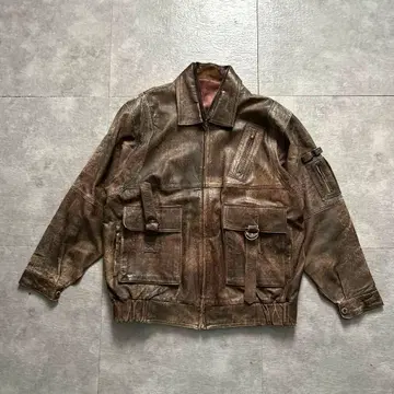 80s 빈티지 A-2 레더 봄버 자켓 블루종