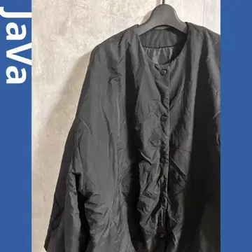 JaVa 콜라보 바스락 소재 사이드 지퍼 노카라 블루종 점퍼