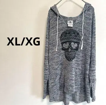 [새상품급] 스컬 프린트 (XL/XG) 그레이 계열 후디 앞 포켓 해골