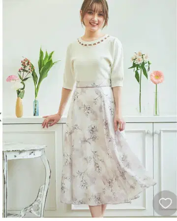 택 포함 새상품 노엘라 라인 플라워 타이다이 스커트 S