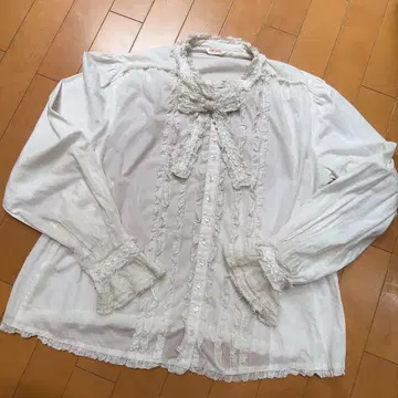 핑크하우스 리본 블라우스 아이보리