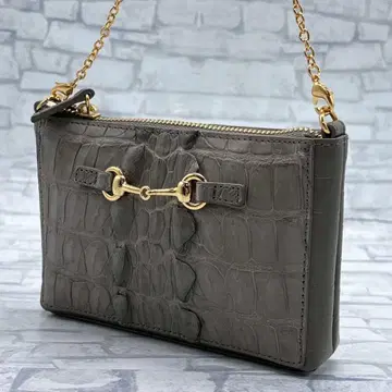 크로커다일 원 숄더 클러치백 그레이 홀스빗