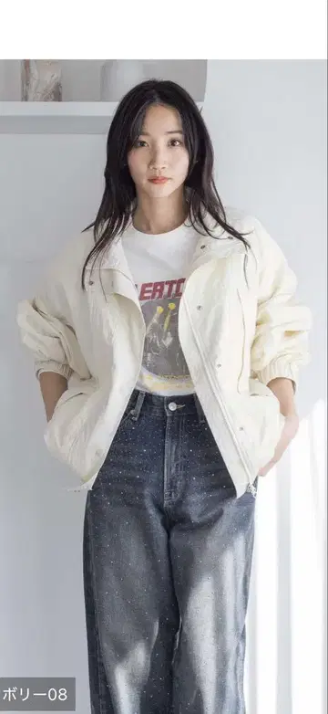 로리즈팜 볼륨 숏 몬스터 코트 블루종 아우터