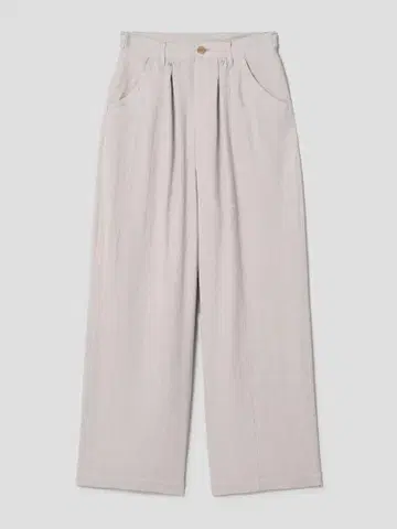 YOKE LINEN FRONT GATHER WIDE TROUSERS