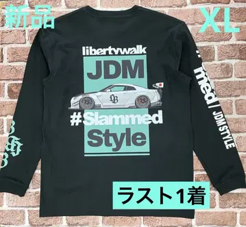 LIBERTY WALK 상의 긴팔 T셔츠 블랙 프린트 로고 자동차