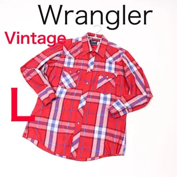 E4668 빈티지 랭글러 웨스턴 스냅 버튼 체크 셔츠