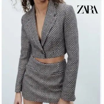 ZARA 자라 크롭 블레이저 화이트 x 블랙 자켓