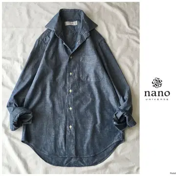 나노 유니버스 [ 세탁 가능 ] 빈티지 워시 가공 데님 셔츠 블라우스