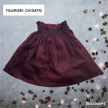 TSUMORI CHISATO 버건디 샤샤 스커트