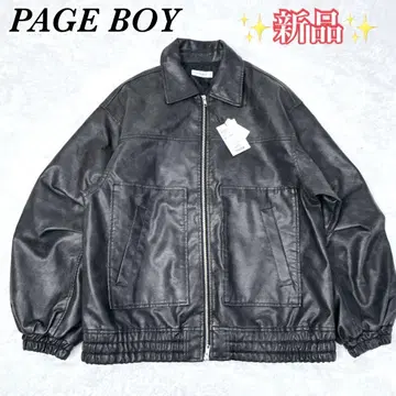 [ 새상품 ] PAGE BOY 샌드 빈티지 가죽 블루종 자켓 블랙