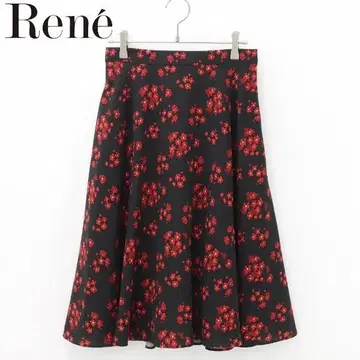 B7766 새상품급 Rene 르네 플라워 프린트 플레어 스커트 36