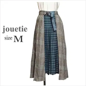 jouetie 체크 무늬 레이어드 플리츠 롱 스커트 2장 겹침 M