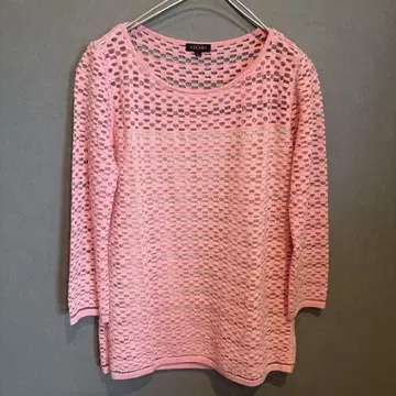 ESCADA 에스카다 메쉬 5부 소매 니트 L 핑크 여성용