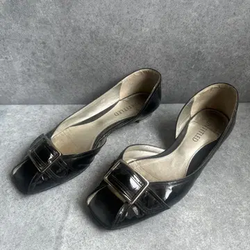 오늘 한정 가격 UNTITLED 블랙 오픈토 펌프스 에나멜 24cm