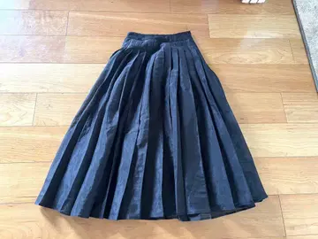 STYLEMIXER 블랙 플리츠 롱 스커트