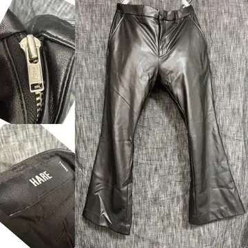 HARE 인조 가죽 부츠컷 팬츠 플레어 블랙 에코 가죽
