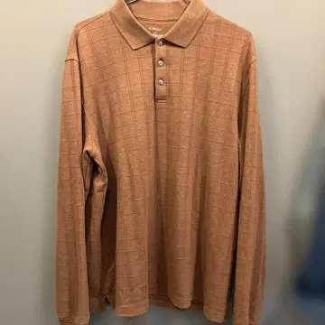 Van Heusen 브라운 체크 무늬 피케 셔츠 L