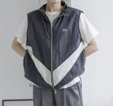 새상품 RAGEBLUE 절개 시어 더블 지퍼 나일론 베스트 네이비