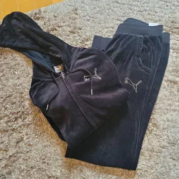 PUMA 블랙 저지 후드티 S 팬츠 XL 세트