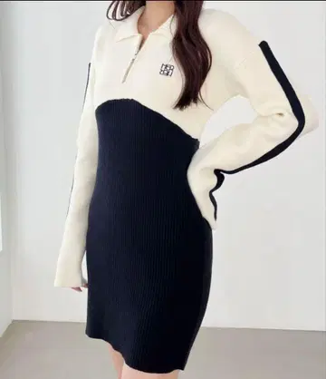 Heather 라인 ZIP 니트 미니 원피스 택 포함 새상품