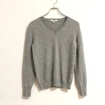 UNIQLO 캐시미어 니트 그레이 V넥 긴팔a4595